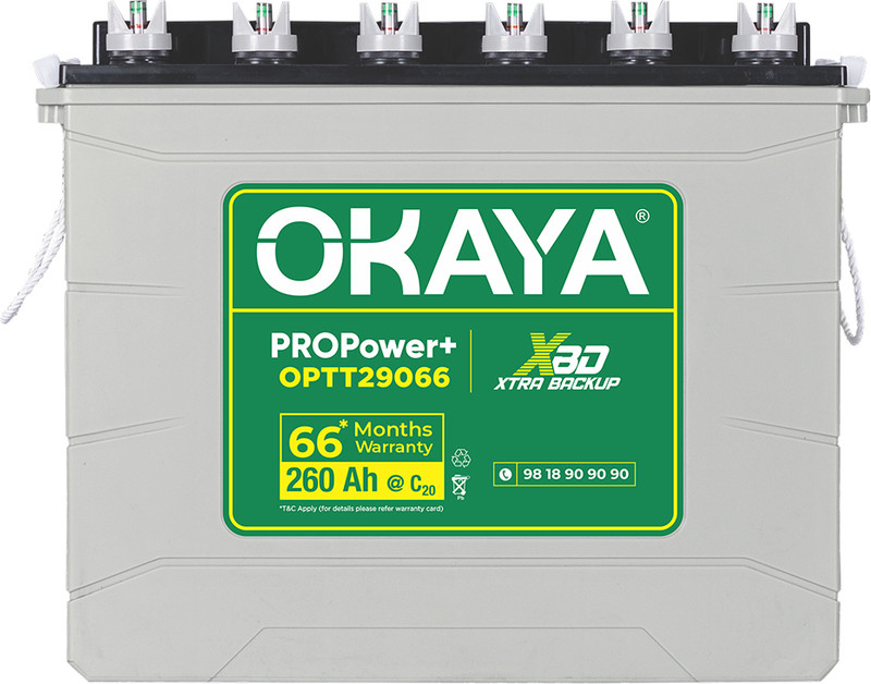 Okaya 66 Months Warranty Tubular Inverter Battery(260 Ah, Optt29066)