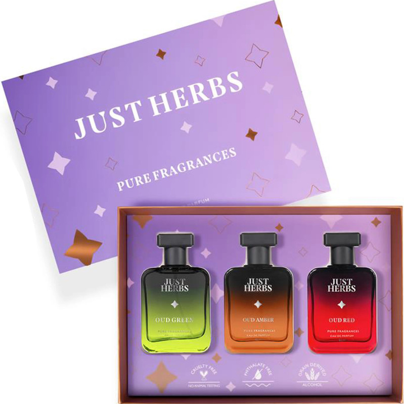 Just Herbs Pure Fragrances Intense Oud Trio Perfume Set Of 3 – 50Ml Eau De Parfum – 150 Ml(For Men & Women)