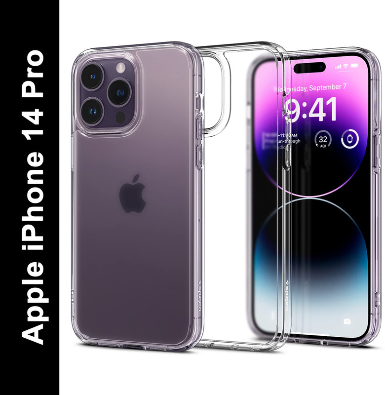 Spigen Ultra Hybrid Back Cover For Apple Iphone 14 Pro(Transparent, Shock Proof, Thermoplastic Polyurethane, Polycarbonate, Pack Of: 1)