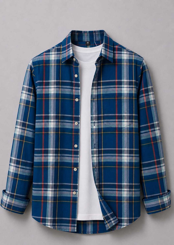 Garry Richard Men Checkered Casual Blue Shirt