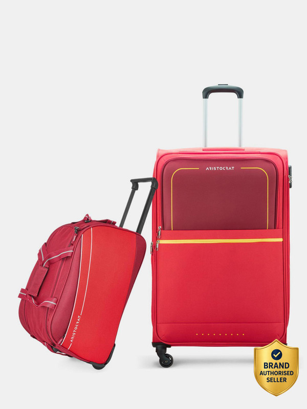 Aristocrat Evolve Large Trolley Bag 79Cm & Delta Duffle Trolley 52Cm For Travel Expandable  Check-In Suitcase 4 Wheels – 34 Inch