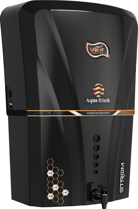 Aqua Frisch Storm Black Copper With Orp+Alkaline+Ro+Uf+Tds Adjuster+Antioxidant 12 L Ro Water Purifier With Prefilter(Black)
