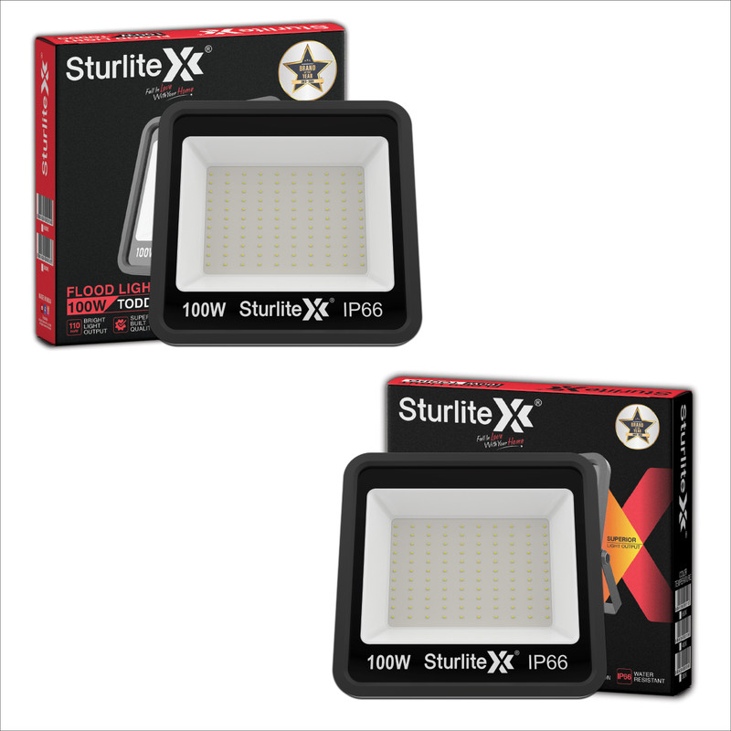 Sturlite Toddo 100 W Led Flood Light – (Pack Of 2) (L-G-0187-100W) Flood Light Outdoor Lamp(Black)
