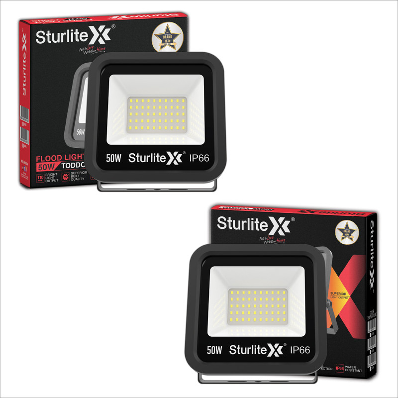 Sturlite Toddo 50 W Led Flood Light – (Pack Of 2) (L-G-0187-50W) Flood Light Outdoor Lamp(Black)