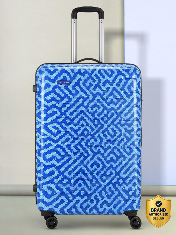 Aristocrat Bravo Check-In Luggage – 75Cm,Blue, Printed Hardcase, 8Wheels, 5 Year Warranty Check-In Suitcase 8 Wheels – 29 Inch