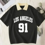 Culish Printed Men Polo Neck Black T-Shirt