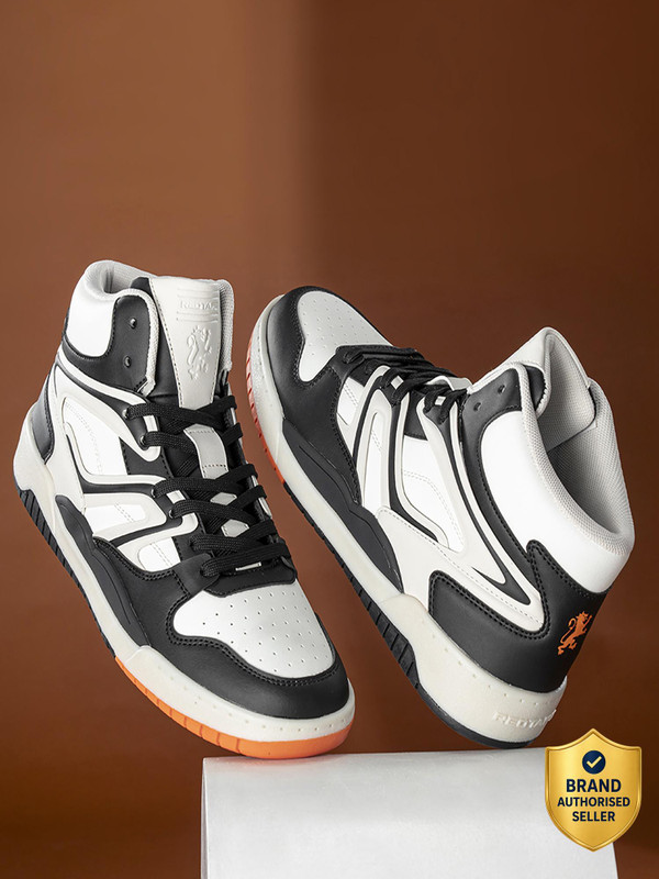 Red Tape Casual Sneaker Shoes For Men | Elegantly Rounded Front, Soothing Insole Sneakers For Men(White, Orange , 8)