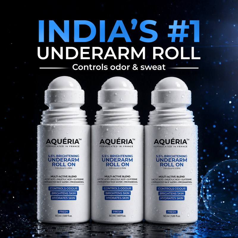 Aqueria Multi Active Underarm Roll On | 5.5% Aha Bha, Niacinamide – Aqua Fragrance Deodorant Roll-On  –  For Men & Women(150 Ml, Pack Of 3)