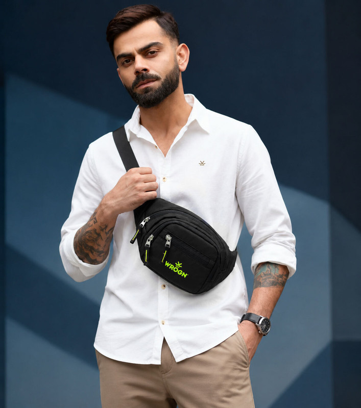 Wrogn Waterproof Fanny Pack Belt For Travelling Waist Bag(Black)