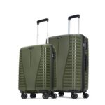 Aristocrat Airpro Set of 2 Cabin (Small Size) & Medium Size (Check-in) Hard Case Trolley Bags, 8 Wheels, Polypropylene Case Luggage, Combination Lock, Unisex, 3-Yr Global Warranty, Ivy Green