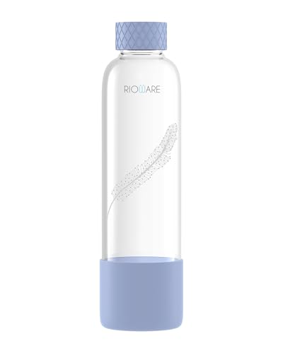 Rioware® Purifa Pro Borosilicate Glass Water Bottle With Silicon Sleeve (750Ml) | Airtight Lid | Leak Proof | Silicon Cap | Fridge Water Bottles For Home, Office & Gym -Pack Of 01(Blue)