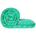 MollisHomes Single Bed Comforter | Microfiber Comforter Single Bed | 180GSM 150×225 cm | Ocean Green, Motif Pattern | Ac Blanket Single Bed Dohar | Quilt | Duvet | Home Items, Bedroom Decoration Items