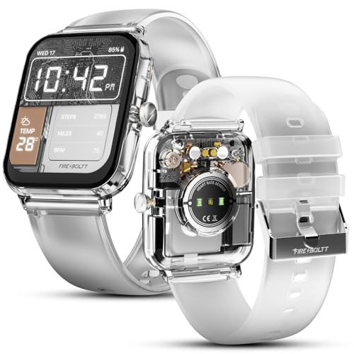 Fire-Boltt Ninja Phantom Smart Watch 1.83” Display, Transparent Clear Body Design, Bluetooth Calling, 120+ Sports Modes, Voice Assistant, AI Outfit Watch Face Smartwatch for Men & Women Stealth White