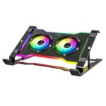 Ant Esports Turbine 20 RGB Laptop Cooling Pad for Upto 17” Laptop 2X 65 x 15mm 3000rpm Fan,10 RGB Modes, Adjustable Height Stand, Fan Speed Control, Type C and USB Port, Quiet Operation, LED Display