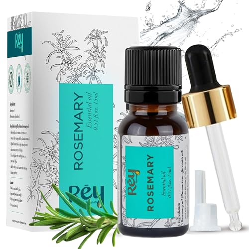 Rey Naturals Rosemary Essential Oil with Dropper Cap – Hair Growth & Dandruff, 15ml