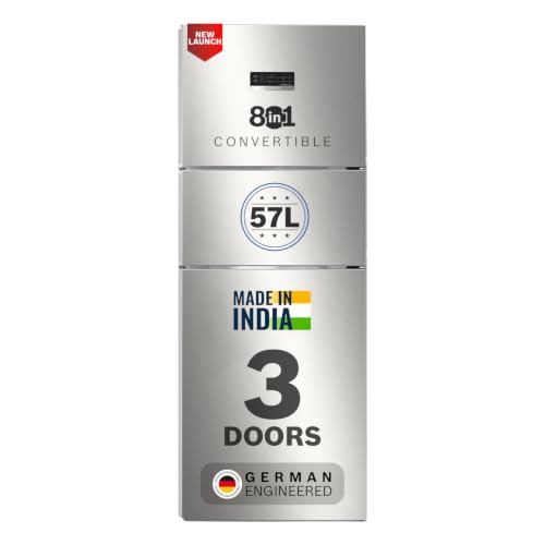 Bosch 302L, 3 Star, MaxFlex Convert Frost Free Triple Door Refrigerator | 8-in-1 Convertible Storage Modes | 57L Extra Convertible Zone | Cool Extend up to 18 hours (CMC33S03NI, Fine Steel)