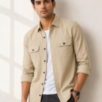 Lyphy Men Solid Casual Beige Shirt