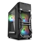 Sharkoon VG7-W RGB Mini Tower PC Computer Case I Support Mini-ITX, Micro-ATX, ATX Motherboard I Acrylic Side Panel with 3 x 120 mm LED Fan (pre-Installed) – Black
