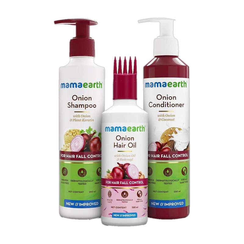Mamaearth “Anti Fall Spa Range with Onion Hair Oil + Shampoo + Conditioner for Control”(3 Items in the set)
