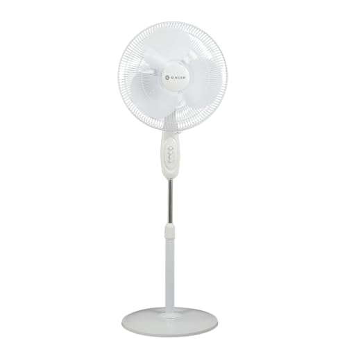 SINGER Brissa 31 High Air Delivery Pedestal Fan | 60W Power Saving | 100% Copper Motor | 75 CMM Air Flow | Silent Operation | Adjustable Height | 2 Years Warranty | ISI Certified