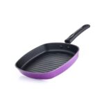 Crystal Aluminium Non Stick Grill Pan 225 mm for Kitchen | PFOA and Chemical Free | Low Oil Cooking | Gas Stove Compatible | 3 Layer Coating