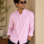 Manlyattire Men Striped Casual Pink Shirt
