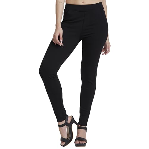Spykar High Rise Skinny Fit Black Track Pants for Women (Size: XS)-WKTP2BC026-Black