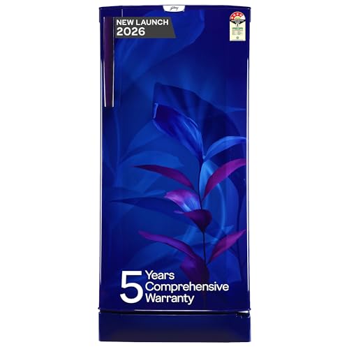 Godrej 185L 4 Star Single Door Refrigerator with 24 Days Farm Freshness, Advanced Inverter Technology Jumbo Vegetable Tray, Toughened Glass Shelves & 5 Years Warranty (RD 195DN TAI MN BL, Marine Blue)