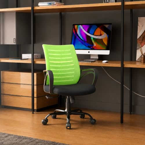 CELLBELL Desire C104 Ergonomic Mesh Office Chair for Home & Office | Mid Back Computer Chair with Adjustable Support Smart Tilt Lock Height Adjustment Metal Base Swivel Wheel (Pistachio Green)