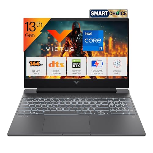 HP Smartchoice Victus, 13th Gen i7-13620H, 6GB RTX 4050, 16GB DDR4(Upgradeable) 512GB SSD, 144Hz, 300nits, 15.6”/39.6cm, Win11, Office24, Mica Silver, 2.3kg, fa2100tx, Xbox Gamepass* Gaming Laptop