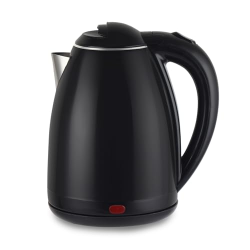 Cello Pluto Quick Boil Stainless Steel Kettle 1350 Watts, 1.5 Litre Black | 304 Inner Stainless Steel, Double Wall, Cool Touch Outer Body, On-Off Indicator |Ideal For Boiling Water, Making Tea, Coffee