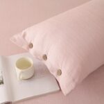 Story@Home 300 TC Linen King Size Bedsheet |Cotton Flat Sheet with 2 Pillow Covers | Super Soft Bed Sheet for King Size Bed|Striped Pattern | 250 x 270 cm | Blush Pink