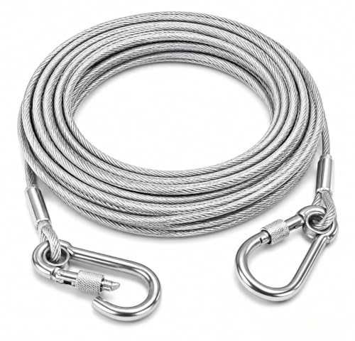 5 Metre Stainless Steel Clothesline Rope with Carabiner Hooks | Heavy-Duty Rust-Resistant Cloth Drying Wire | Strong Hanging Dori for Balcony, Bathroom, Terrace, Indoor & Outdoor Use
