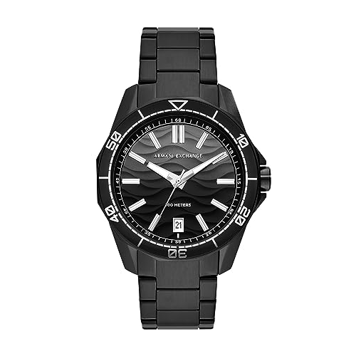 Armani Exchange Stainless Steel Analog Gray Dial Men Watch-Ax1952, Black Band