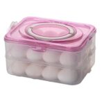 MOOZICO 24 Egg Tray for Fridge | Abs Plastic Durable; Stackable; Stylish Container Box With Holder for Kitchen Fridge Egg Refrigerator Storage Tray (2 Layer PINK – 24 Egg)