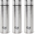 cello Ozone ISI Certified Single Wall Leakproof & Rustproof 1000 ml Stainless Steel Bottle(Pack of 3, Silver)