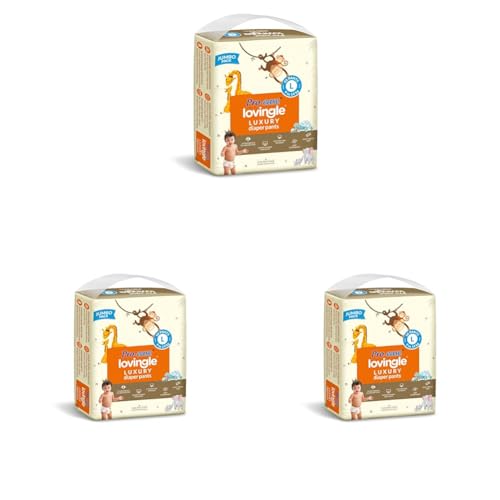 Pro-ease Lovingle Luxury Baby Diaper|Pant Style Diaper for Baby|Diaper L size|2X preference on Absorption*IAdvanced Leakage Protection|Wetness Indicator|Easy Throw Tape|9-14 kg|50 Pieces (Pack of 3)