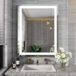 TEX-RO Bathroom Mirror with Led Lights – Wall-Mounted Wash Basin Mirror – Modern Mirror for Bathroom Wall (24×18 Inch)