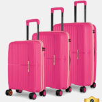 Nasher Miles Springfield Hardside Polypropylene Luggage 3 Pink Trolley Bag(55,65&75Cm) Cabin & Check-In Set 8 Wheels – 28 Inch