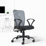 CELLBELL C83 Ergonomic Mesh Mid Back Office Chair for Home & Office | Height Adjustable Revolving Computer & Study Chair with Breathable Backrest, Metal Base, Lumbar Support & Swivel Wheels (Grey)
