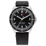 Tommy Hilfiger Analog Black Dial Leather Strap Watch for Men