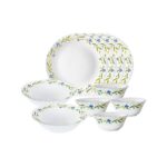 Larah by BOROSIL Cripper Opalware Dinner Floral Set, 10 -Piece, White