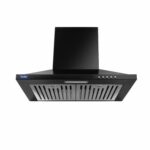 Glen Hood Aqua Plus 60cm Wall Mounted Pyramid Kitchen Chimney | 1000 m³/hr Suction | Baffle Filter | Push Button Control | LED Lights | 1 Year Comprehensive Warranty & 7 Year on Motor| Black |
