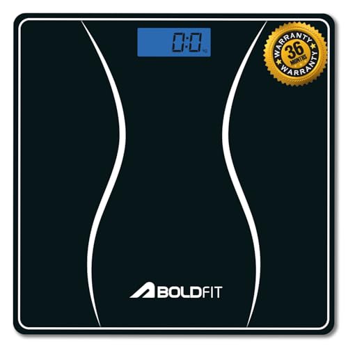 Boldfit Weight Machine for Home Digital Weighing Machine for Human Body with LCD Display Max Weight Capacity 180Kgs (Batteries Not Included) – Bathroom Scale for Home