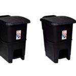 Aristo Plastic Biomedical Waste dustbin with Step-On Pedal 12 LTR (BLACK & BLACK) Combo