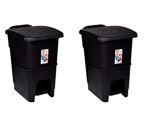 Aristo Plastic Biomedical Waste dustbin with Step-On Pedal 12 LTR (BLACK & BLACK) Combo