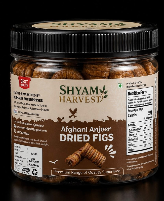 SHYAM HARVEST AFGANI ANJEER PACK OF 1000GM I TASTY AND HEALTHY DRIED Figs(1 x 1000 g)