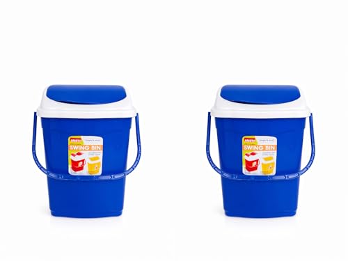 ARISTO Plastic Swing Lid Garbage Dustbin 16 LTR Combo (Blue & Blue)