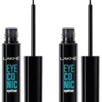 LAKMÉ Eyeconic Liquid Eye Liner, Black, Long Lasting Matte Waterproof Liner – Smudge Proof, Transfer Proof Eye Makeup for 24 hrs, 4.5 ml (Pack of 2)