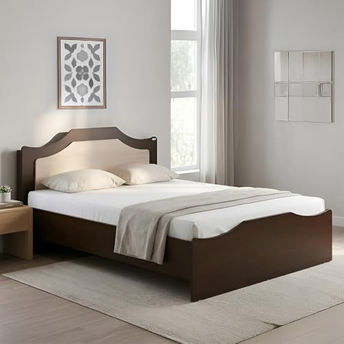 Nilkamal Willy Wooden Double Bed Without Storage | Engineered Wood | Contemporary Design | Wenge & Sonoma Oak